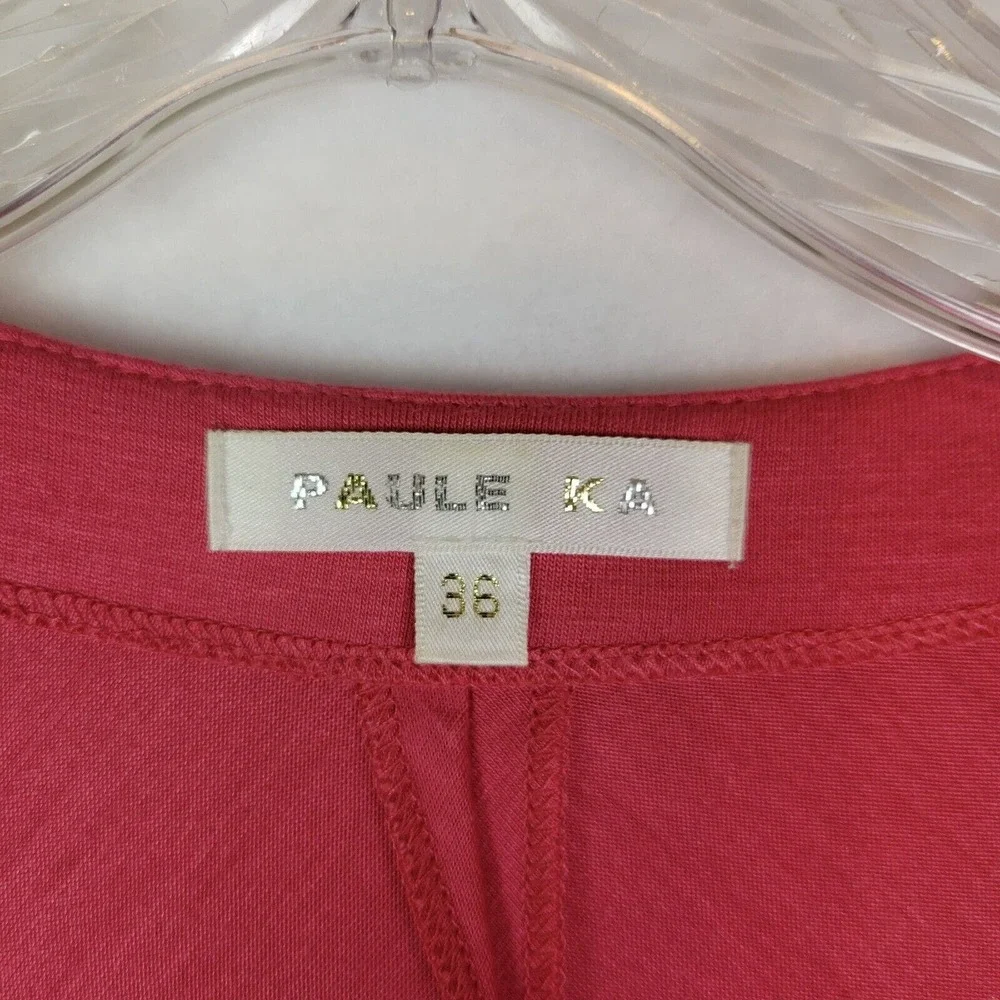 Paule Ka Womens Modal Silk Jersey Knot Midi Dress Size 36 Pink Stretch Summer - Picture 2 of 9